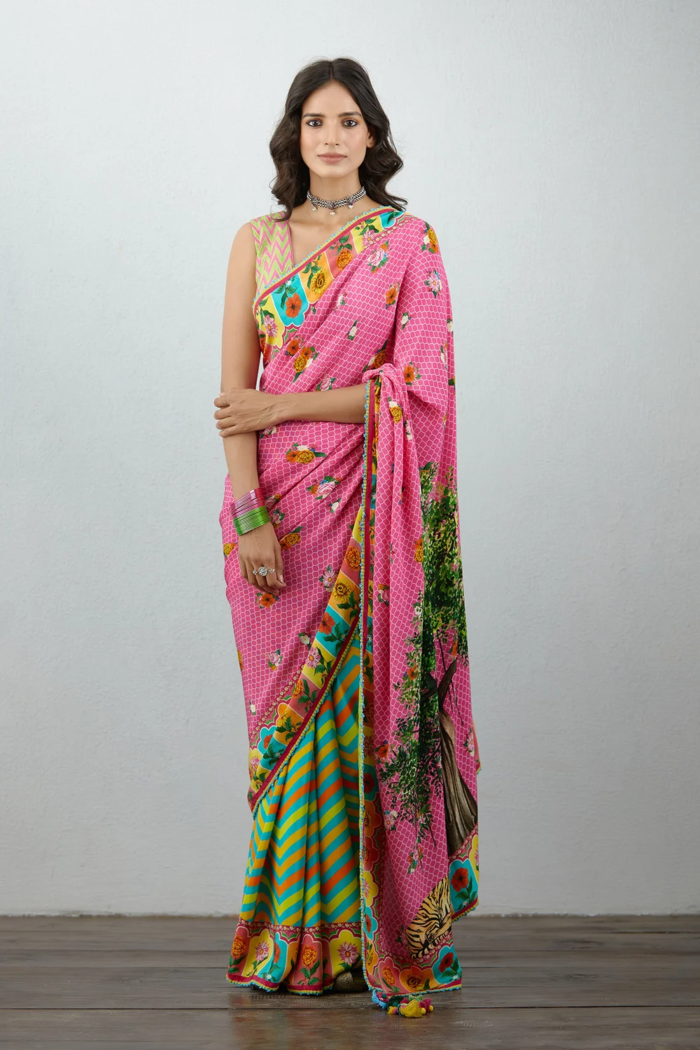 Surkh Chanderi Sloka Farshi